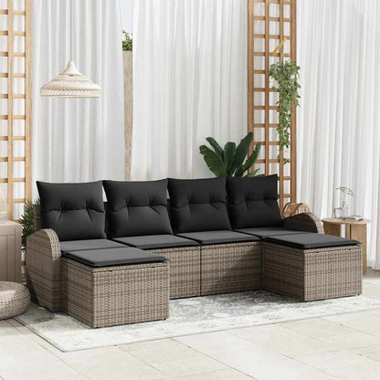 Set di divani con cuscino 6 pcs Grigio polyrattan