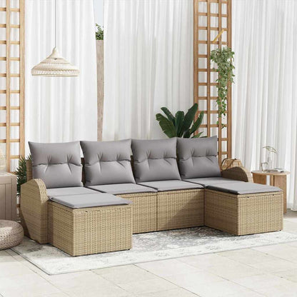 Set di divani 6 pcs Beige e Grigio Chiaro polyrattan