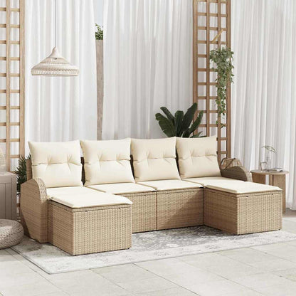 Set di divani con cuscino 6 pcs Beige e Bianco polyrattan