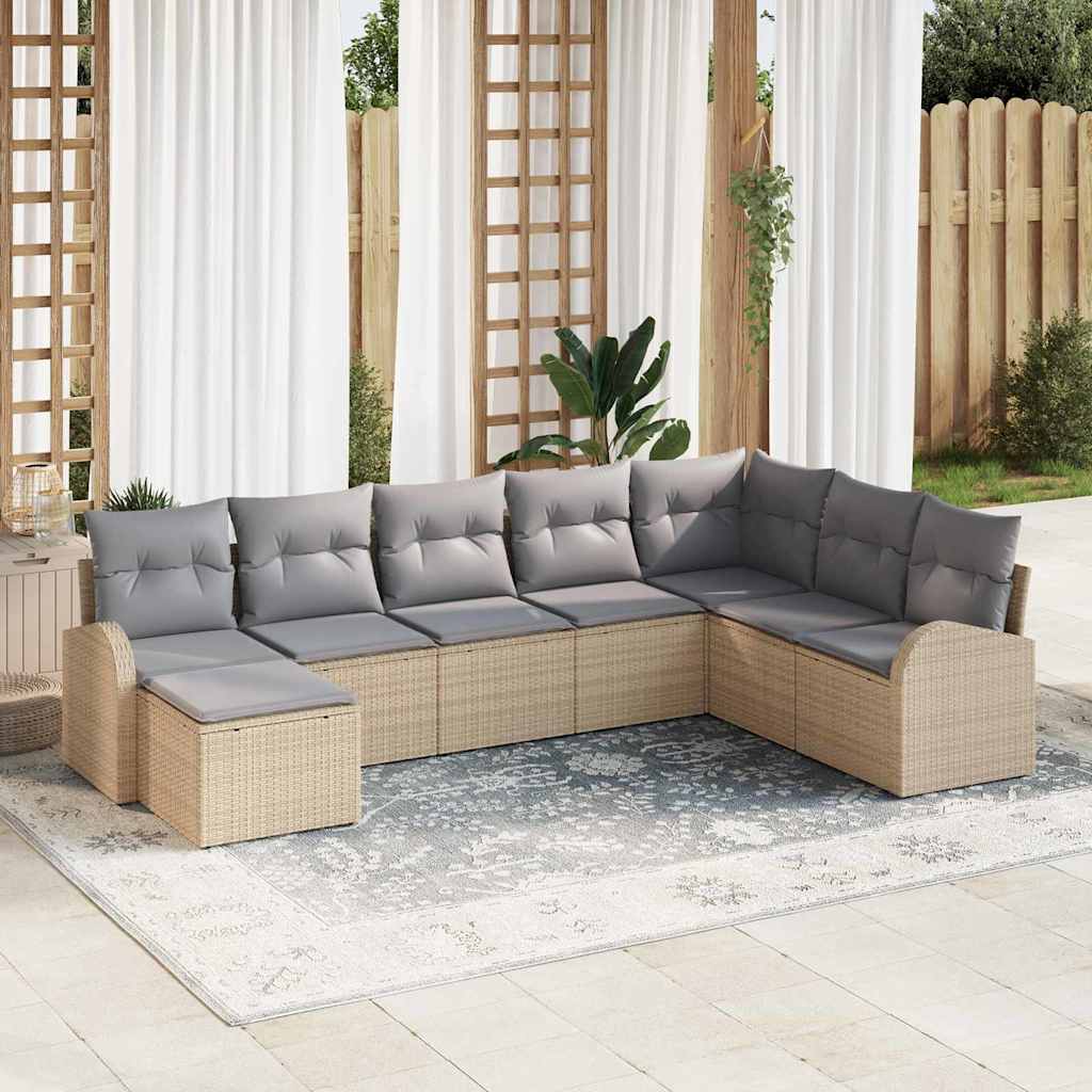 Set di divani 8 pcs Beige e grigio chiaro polyrattan