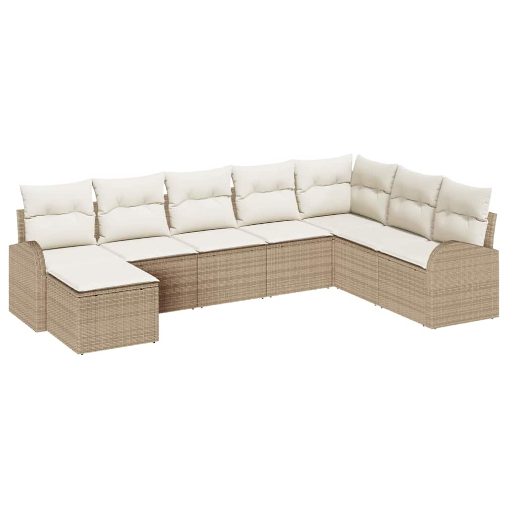 Set di divani con cuscino 8 pcs Beige e Bianco polyrattan