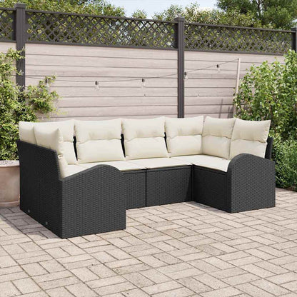 Set Divano da Giardino 6 pcs Nero e Bianco polyrattan