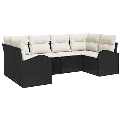 Set Divano da Giardino 6 pcs Nero e Bianco polyrattan