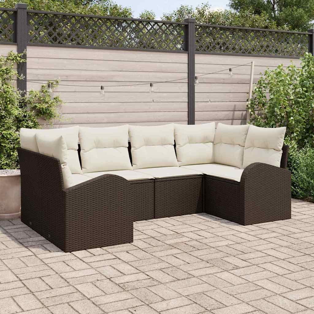 Set Divano da Giardino 6 pcs Marrone e bianco polyrattan