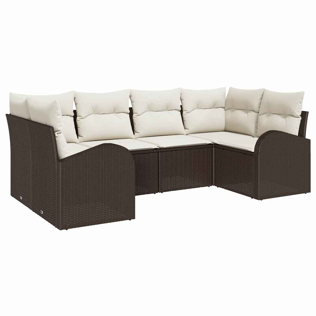 Set Divano da Giardino 6 pcs Marrone e bianco polyrattan