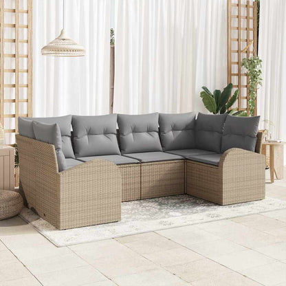 Set Divano da Giardino 6 pcs Beige e grigio chiaro polyrattan