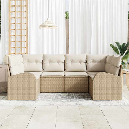Set Divano da Giardino 6 pcs Beige e Bianco polyrattan