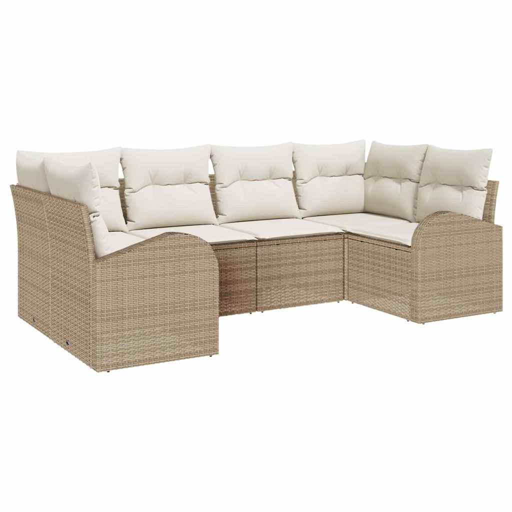 Set Divano da Giardino 6 pcs Beige e Bianco polyrattan