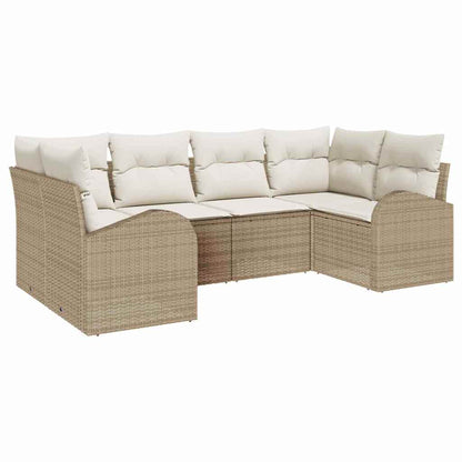 Set Divano da Giardino 6 pcs Beige e Bianco polyrattan