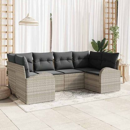 Set Divano da Giardino 6 pcs Grigio chiaro polyrattan