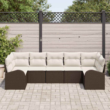 Set Divano da Giardino 7 pcs Marrone e bianco polyrattan