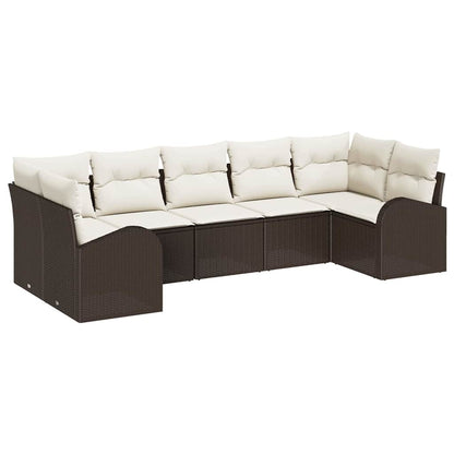 Set Divano da Giardino 7 pcs Marrone e bianco polyrattan