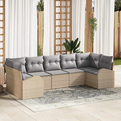 Set Divano da Giardino 7 pcs Beige e grigio chiaro polyrattan