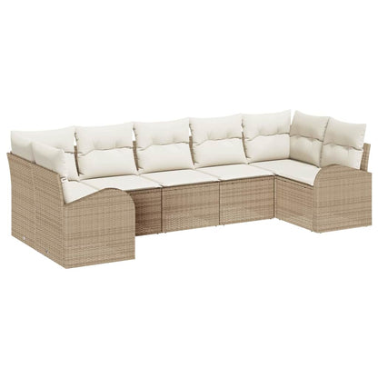 Set Divano da Giardino 7 pcs Beige e Bianco polyrattan