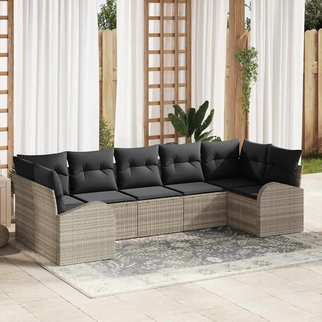 Set Divano da Giardino 7 pcs Grigio chiaro polyrattan