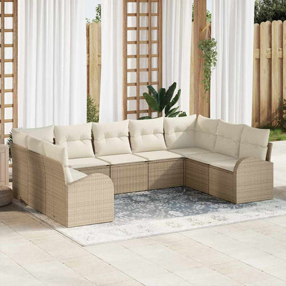 Set Divano da Giardino 9 pcs Beige e Bianco polyrattan