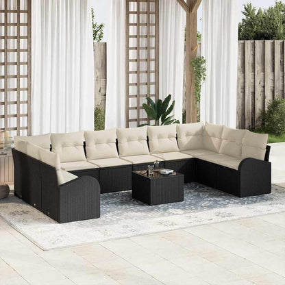 Set Divano da Giardino 11 pcs Marrone e Crema polyrattan