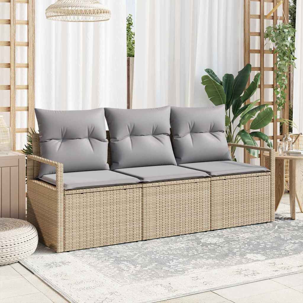 Set Divano da Giardino 3 pcs Beige e Grigio Chiaro polyrattan