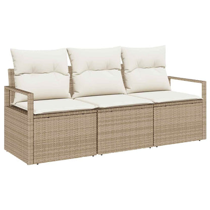 Set Divano da Giardino 3 pcs Beige e Bianco polyrattan