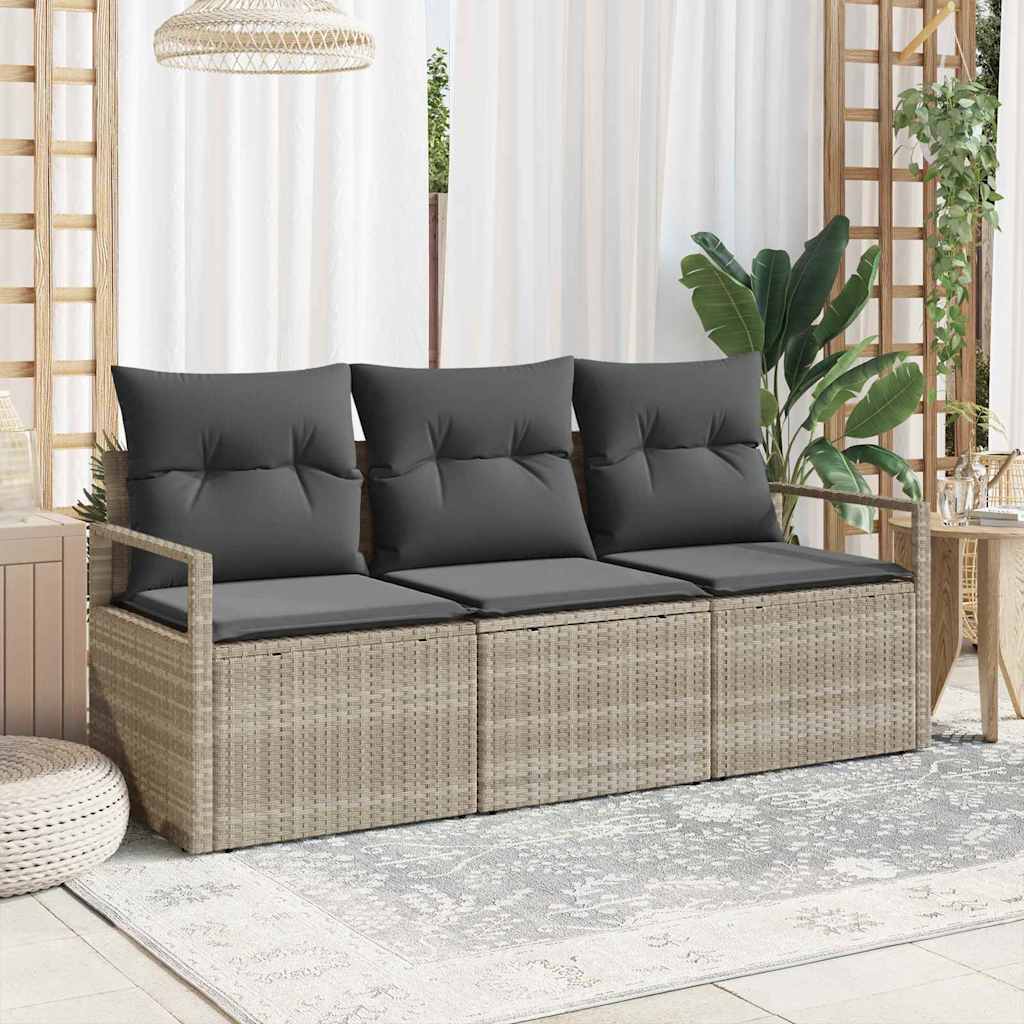 Set Divano da Giardino 3 pcs Grigio chiaro polyrattan