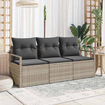 Set Divano da Giardino 3 pcs Grigio chiaro polyrattan
