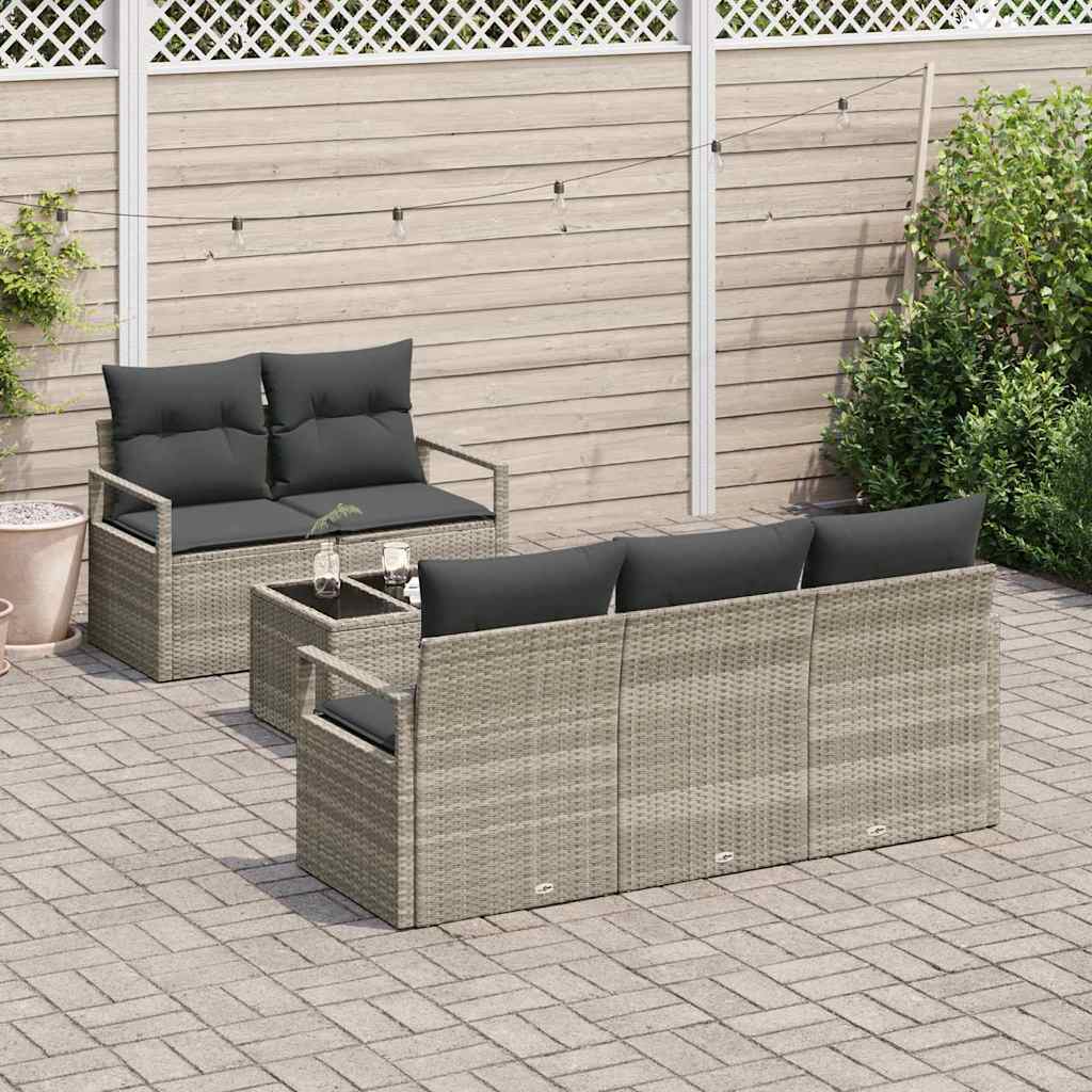 Set Divano da Giardino 6 pcs Grigio chiaro e grigio scuro