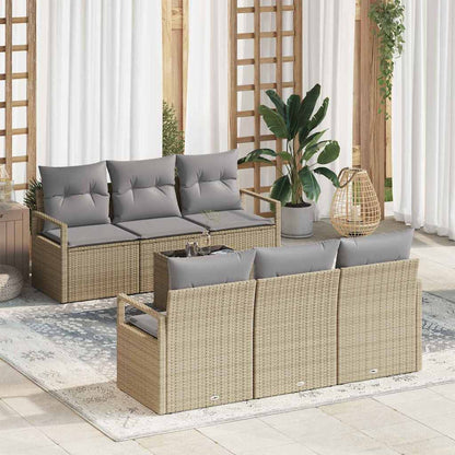 Set Divano da Giardino 7 pcs Beige e grigio polyrattan