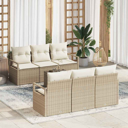 Set Divano da Giardino 7 pcs Beige e Crema polyrattan
