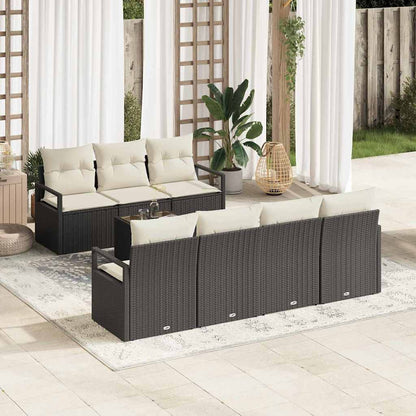Set Divano da Giardino con cuscino 8 pcs Nero e Crema