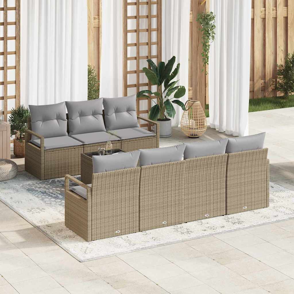 Set Divano da Giardino 8 pcs Beige, Grigio 55 x 55 x 37 cm