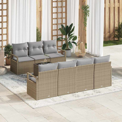 Set Divano da Giardino 8 pcs Beige, Grigio 55 x 55 x 37 cm