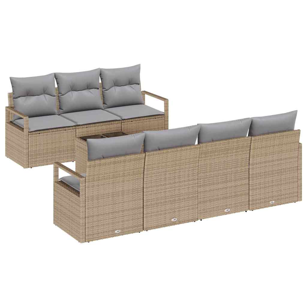 Set Divano da Giardino 8 pcs Beige, Grigio 55 x 55 x 37 cm
