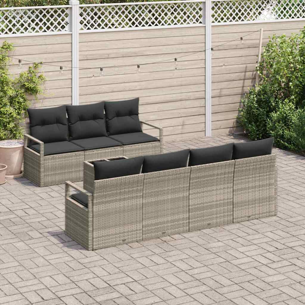 Set Divano da Giardino 8 pcs Grigio chiaro e grigio scuro