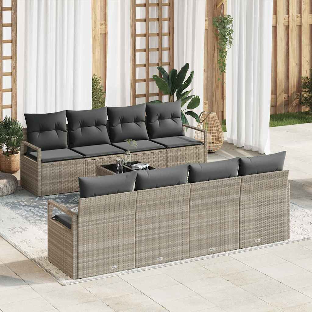 Set Divano da Giardino 9 pcs Grigio chiaro e grigio scuro