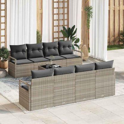 Set Divano da Giardino 9 pcs Grigio chiaro e grigio scuro