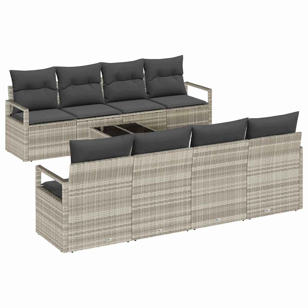 Set Divano da Giardino 9 pcs Grigio chiaro e grigio scuro