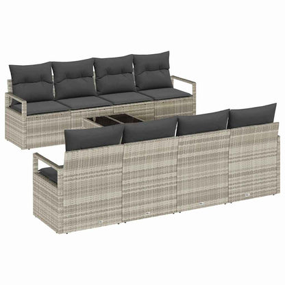 Set Divano da Giardino 9 pcs Grigio chiaro e grigio scuro