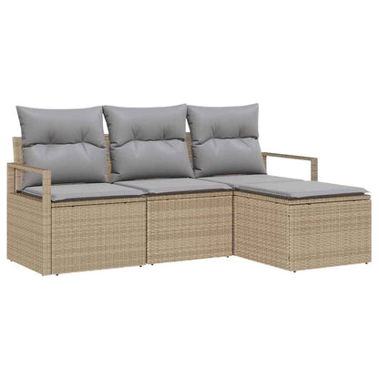 Set di divani 4 pcs Beige e Grigio Chiaro polyrattan
