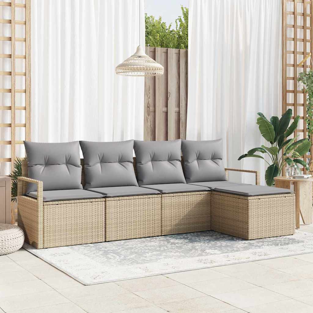 Set di divani 5 pcs Beige e Grigio Chiaro polyrattan