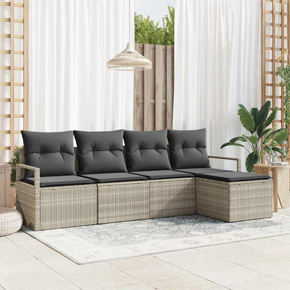 Set di divani con cuscino 5 pcs Grigio chiaro polyrattan