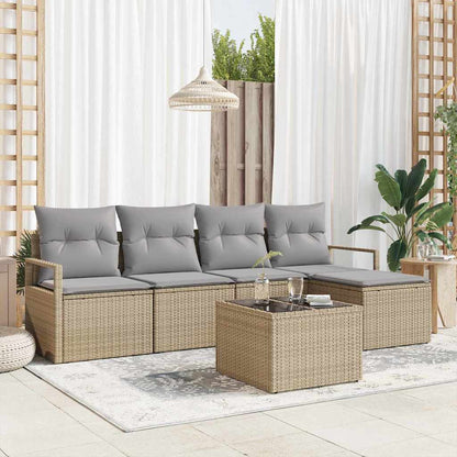 Set di divani 6 pcs Beige e Grigio Chiaro polyrattan