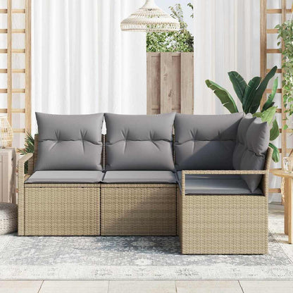 Set di divani 4 pcs Beige e Grigio Chiaro polyrattan