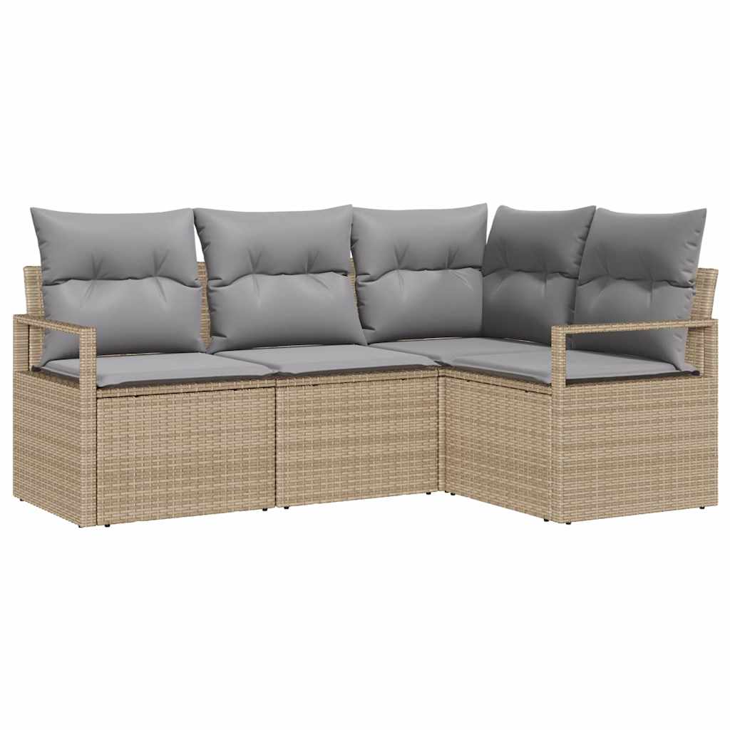Set di divani 4 pcs Beige e Grigio Chiaro polyrattan