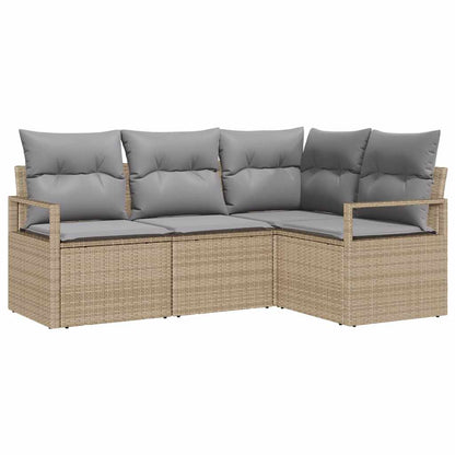 Set di divani 4 pcs Beige e Grigio Chiaro polyrattan
