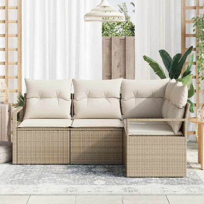 Set di divani con cuscino 4 pcs Beige e Crema polyrattan