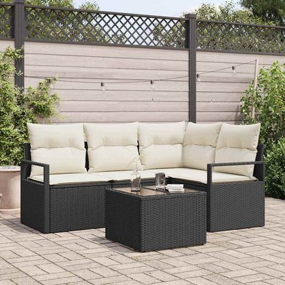 Set di divani con cuscino 5 pcs Marrone e Crema polyrattan