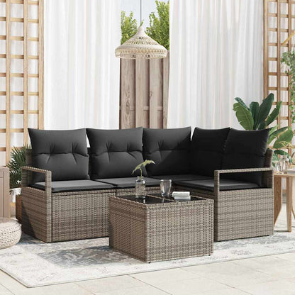 Set di divani con cuscino 5 pcs Grigio chiaro polyrattan