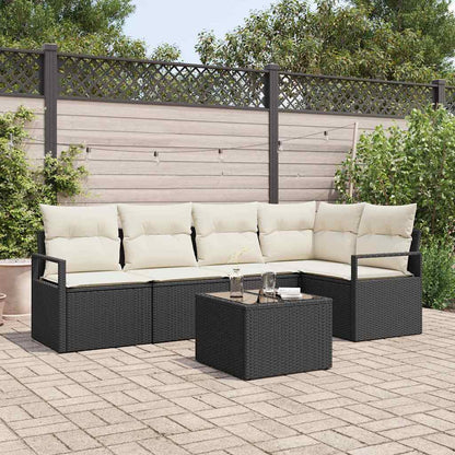 Set Divano da Giardino 6 pcs Marrone e Crema polyrattan