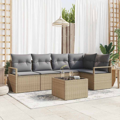 Set Divano da Giardino 6 pcs Beige e grigio chiaro polyrattan