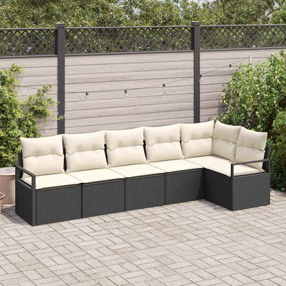 Set Divano da Giardino 6 pcs Nero e Bianco polyrattan